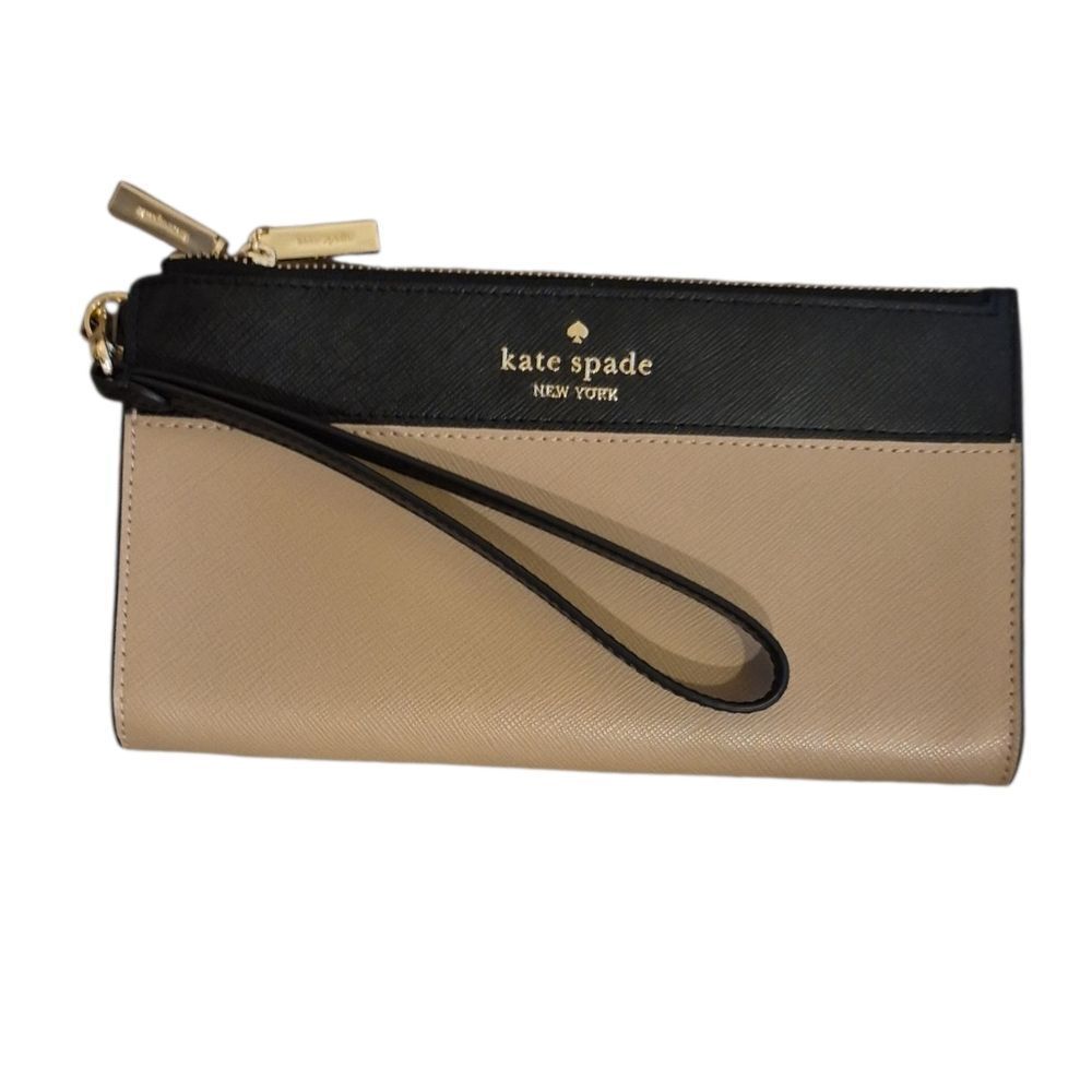 Kate Spade Madison Colorblock Saffiano leather double zip wristlet
